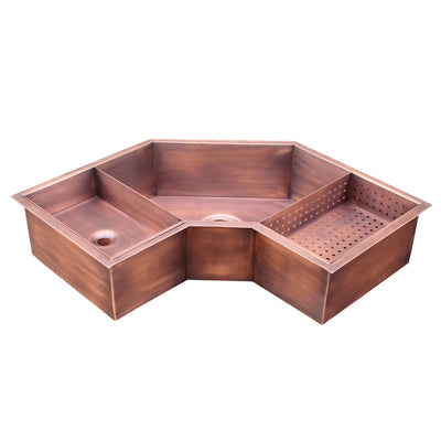 Akicon Custom Copper Corner Kitchen Sink - AKS701-C