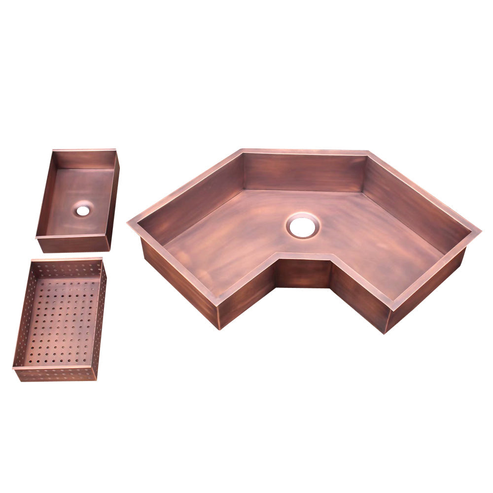 Akicon Custom Copper Corner Kitchen Sink - AKS701-C