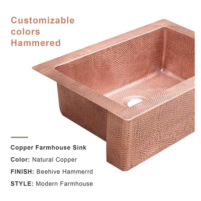 Akicon Single Bowl Farmhouse Apron Copper Kitchen Sink - AKS501-C