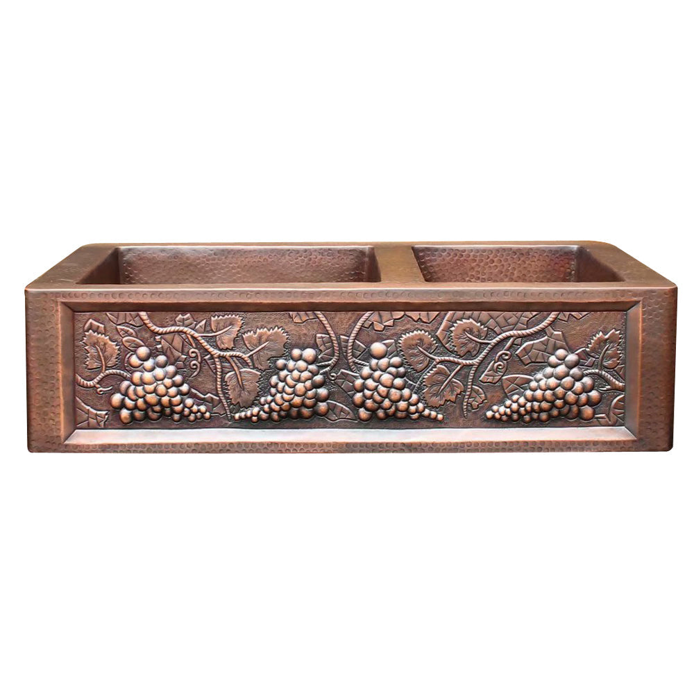 Akicon Double Bowl Farmhouse Apron Copper Kichen Sink