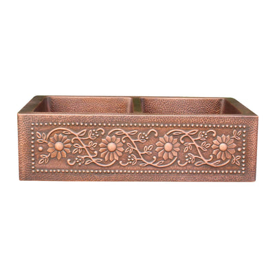 Akicon Double Bowl Farmhouse Apron Copper Kichen Sink