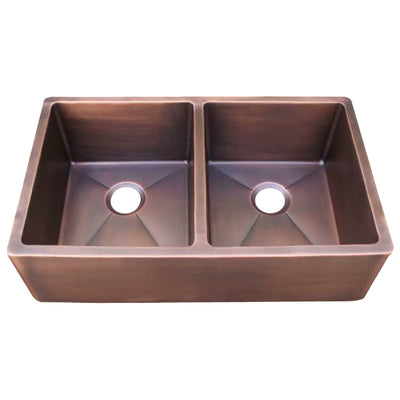 Akicon Double Bowl Farmhouse Apron Copper Kichen Sink - AKS603-C