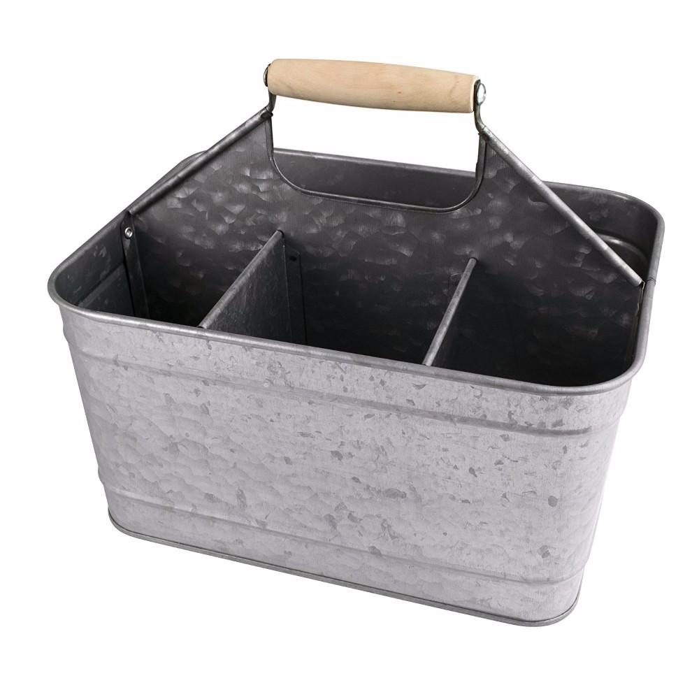 BENZARA Galvanized Metal Sturdy Carry-All Serveware, Gray - BM154998