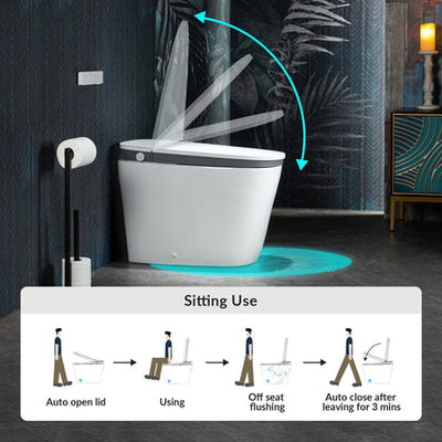 WoodBridge B0931S Smart Bidet Toilet With 1.28 GPF Dual Flush Auto Open & Close, Foot Sensor Flush, Voice Control, 1000 Gram Map Flushing Score, LED Display, Chair Height Design and Cleaning Foam Dispenser