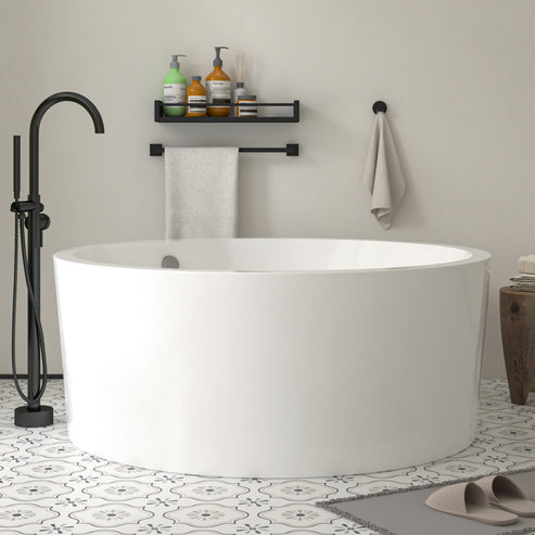 Acrylic Flatbottom Freestanding Bathtub in White B81 Troyes