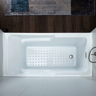 WoodBridge 54" White Acrylic Alcove Rectangular Soaking Bathtub Left Drain Placement With Chrome Pop-up Drain