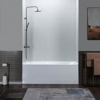 WoodBridge 60" White Acrylic Alcove Rectangular Soaking Bathtub Left Drain Placement With Chrome Pop-up Drain