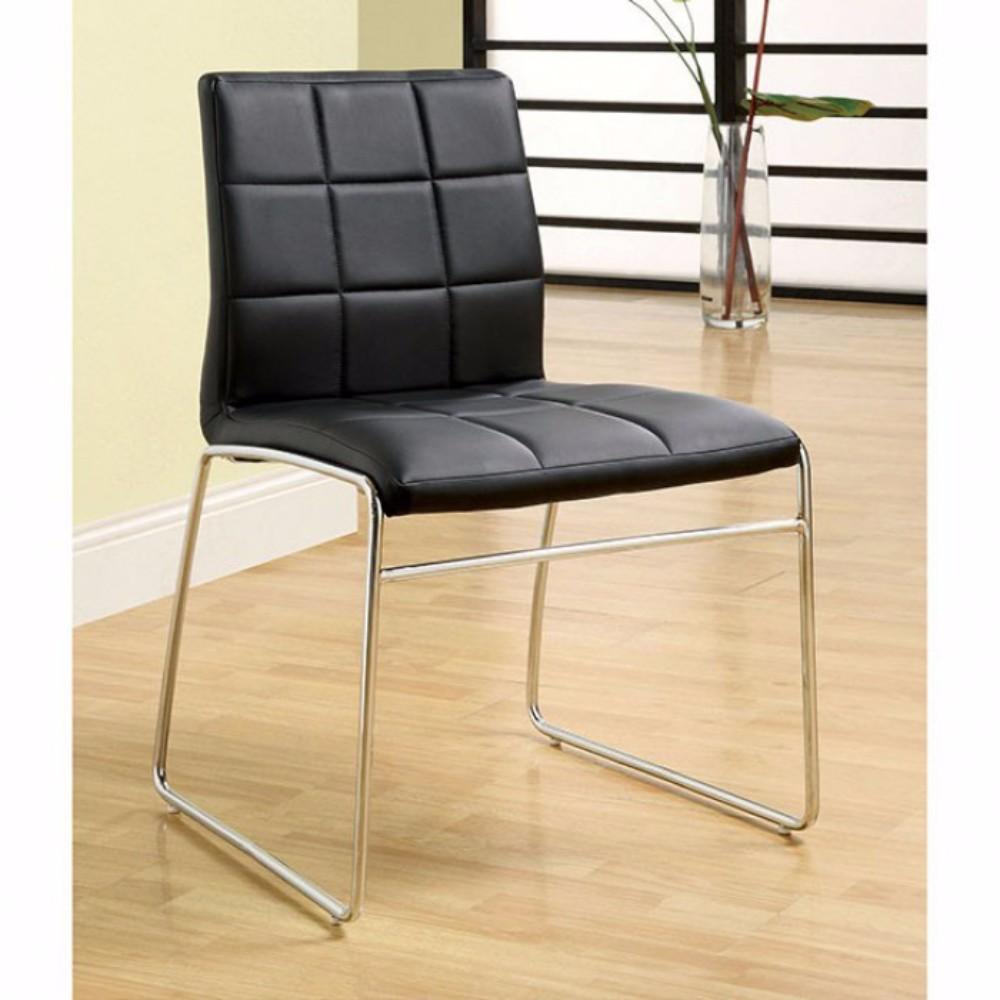 BENZARA Oahu Contemporary Side Chair With Steel Tube, Black Finish, Set of 2 - BM131830