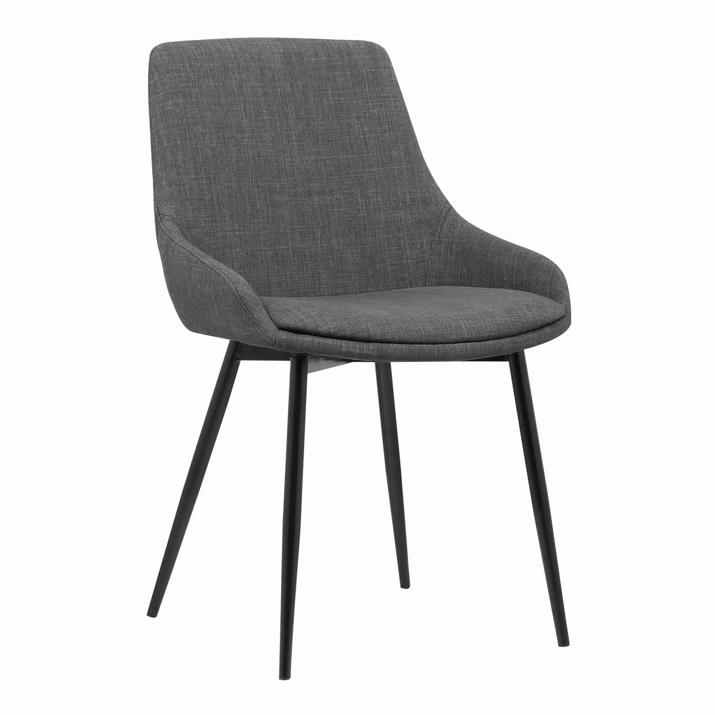 BENZARA Fabric Upholstered Dining Chair with Metal Legs, Black and Gray - BM155594