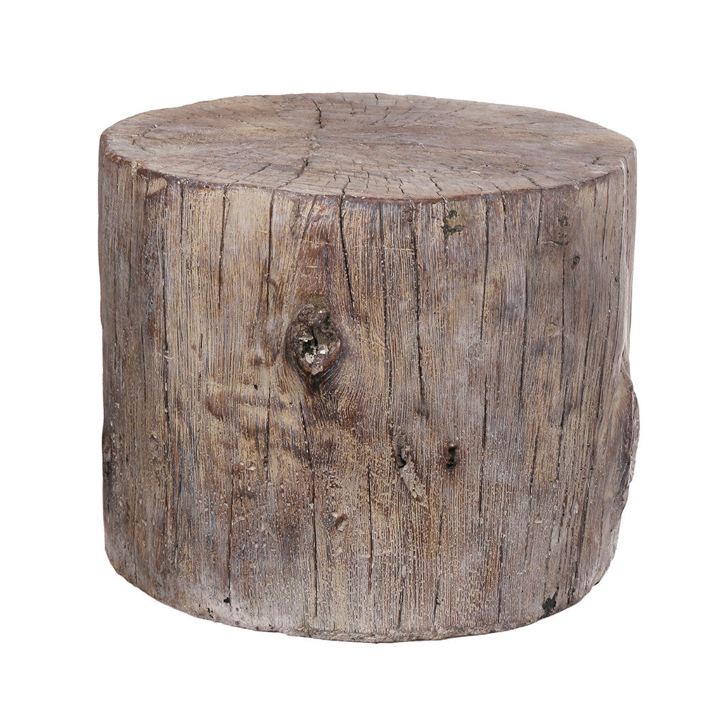 BENZARA Round Tree Stump Cement Stool, Weathered Brown - BM158297