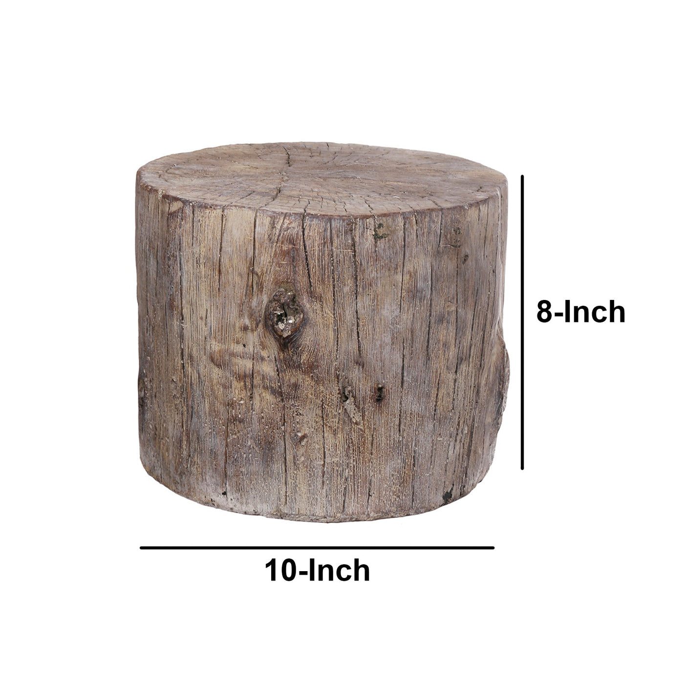 BENZARA Round Tree Stump Cement Stool, Weathered Brown - BM158297