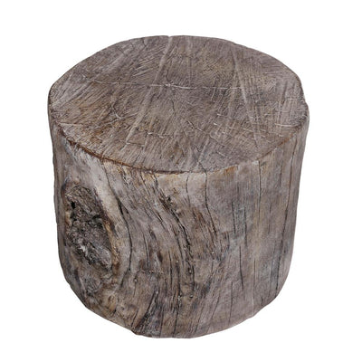 BENZARA Round Tree Stump Cement Stool, Weathered Brown - BM158297