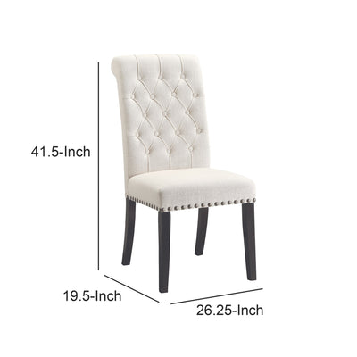 BENZARA BM163805 Wooden Dining Side Chair, Cream & Black, Set of 2