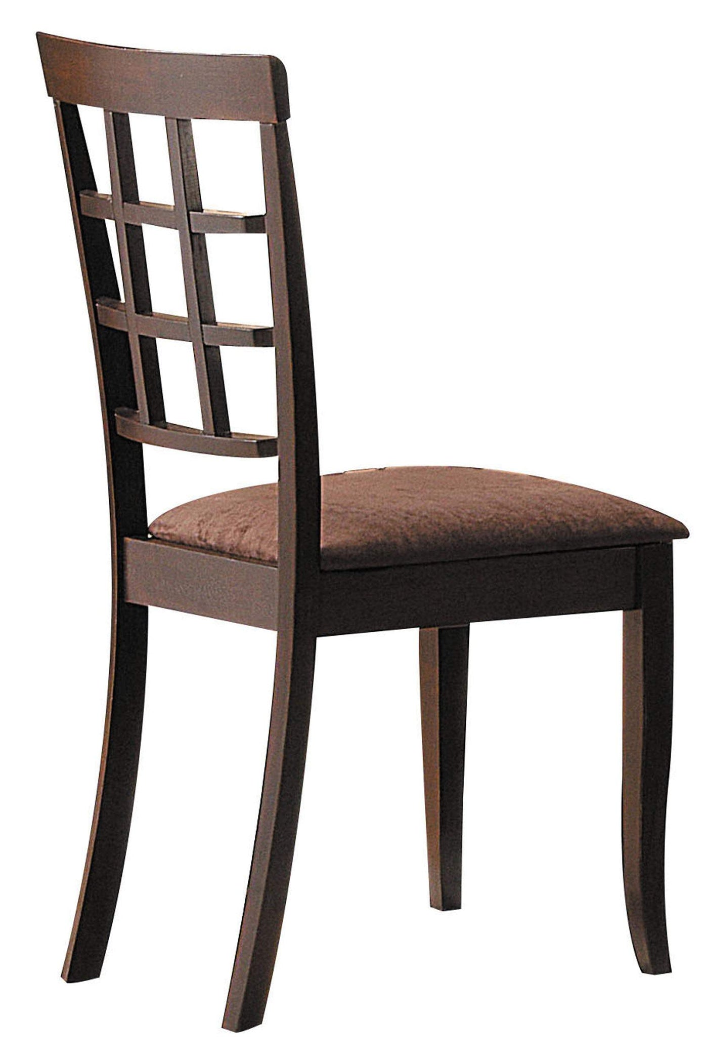 BENZARA Wood & Fabric Side Chairs With Open Grid Pattern Back, Espresso Brown, Set Of 2  - BM177826