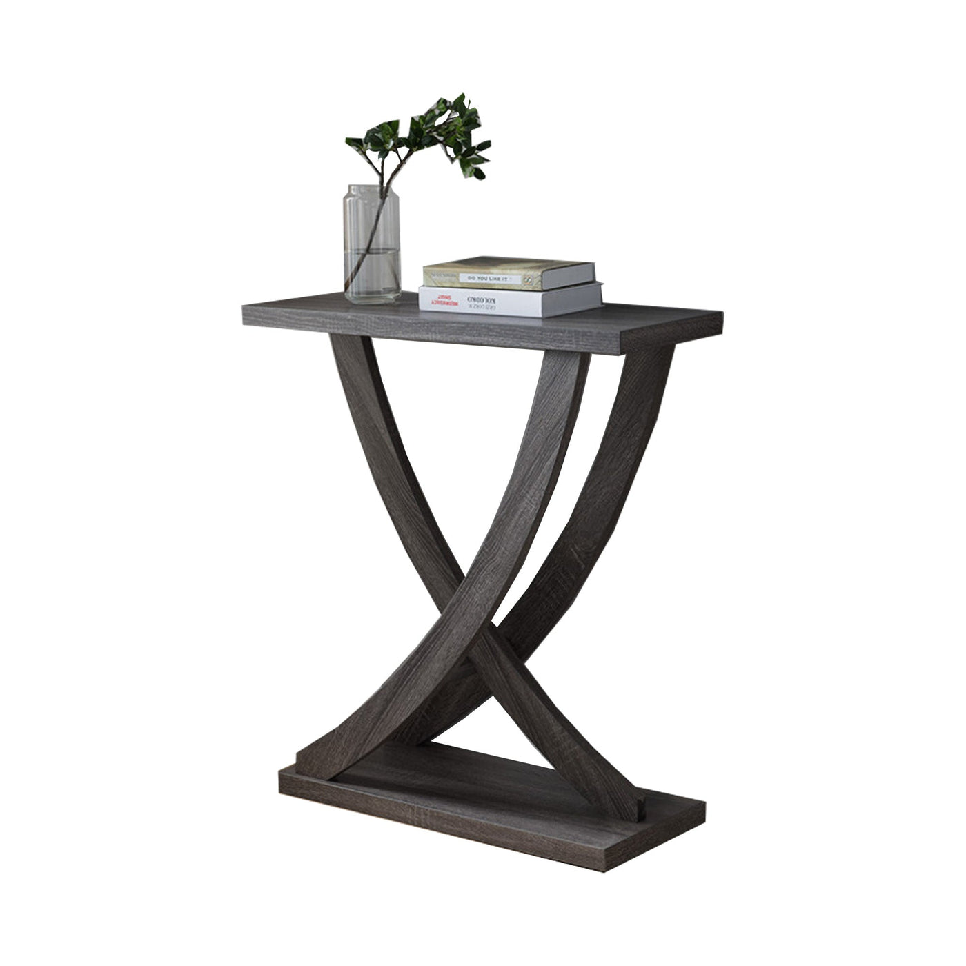 BENZARA Wooden Console Table,  Distressed Gray - BM179742