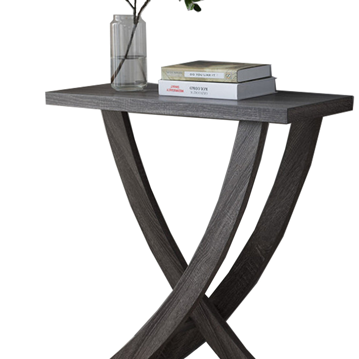 BENZARA Wooden Console Table,  Distressed Gray - BM179742