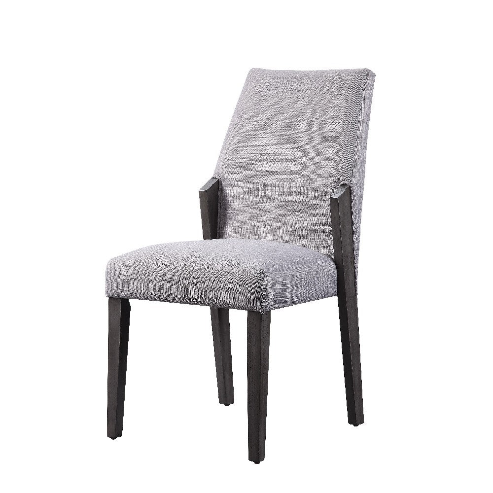 BENZARA Wood and fabric Upholstered Dining Chairs, Set of 2, Gray and Black - BM204541