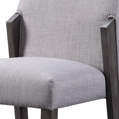 BENZARA Wood and fabric Upholstered Dining Chairs, Set of 2, Gray and Black - BM204541