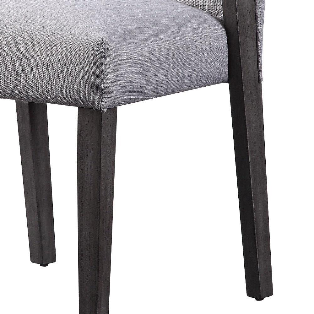 BENZARA Wood and fabric Upholstered Dining Chairs, Set of 2, Gray and Black - BM204541