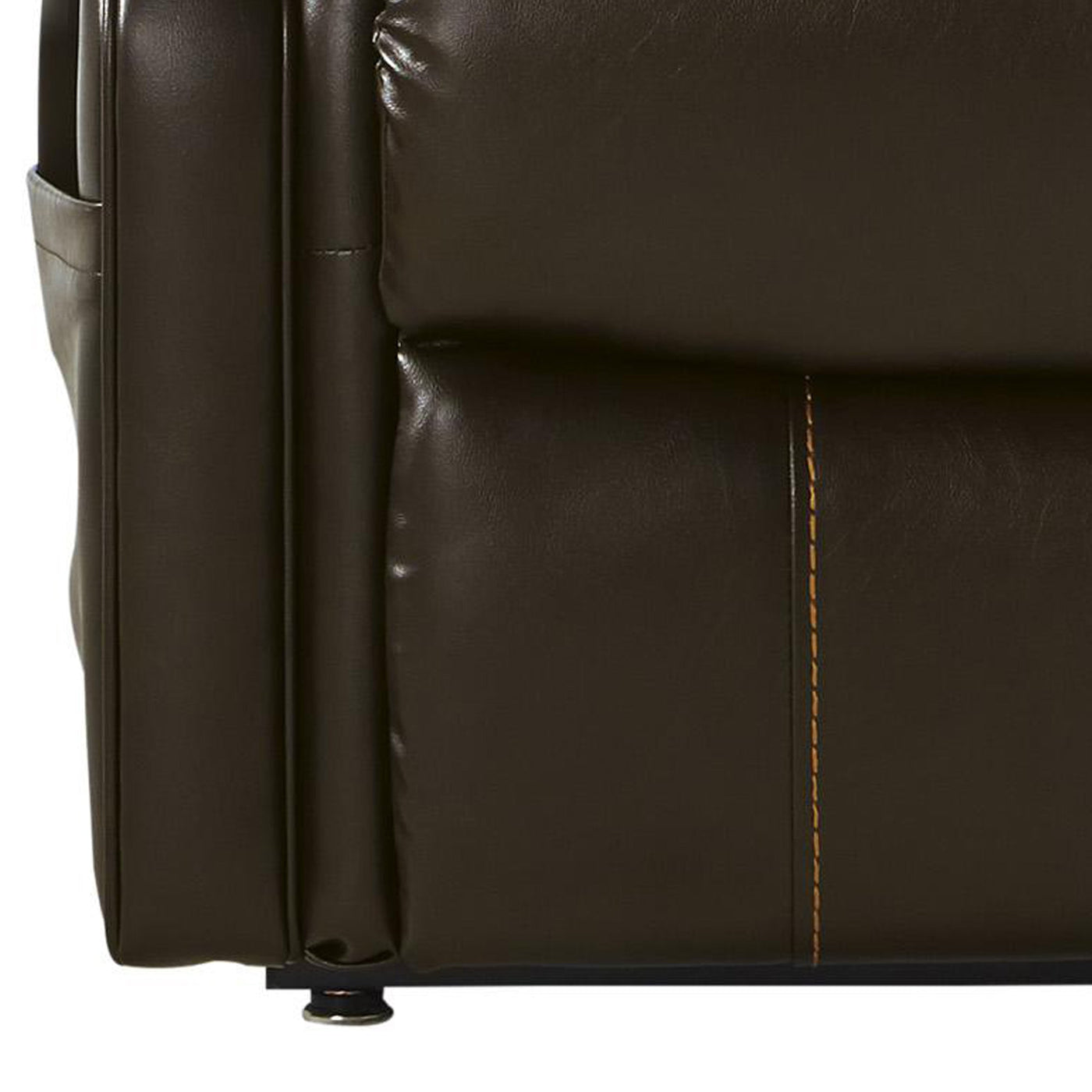 BENZARA Leatherette Metal Frame Power Lift Recliner with Tufted Back in Brown - BM209308