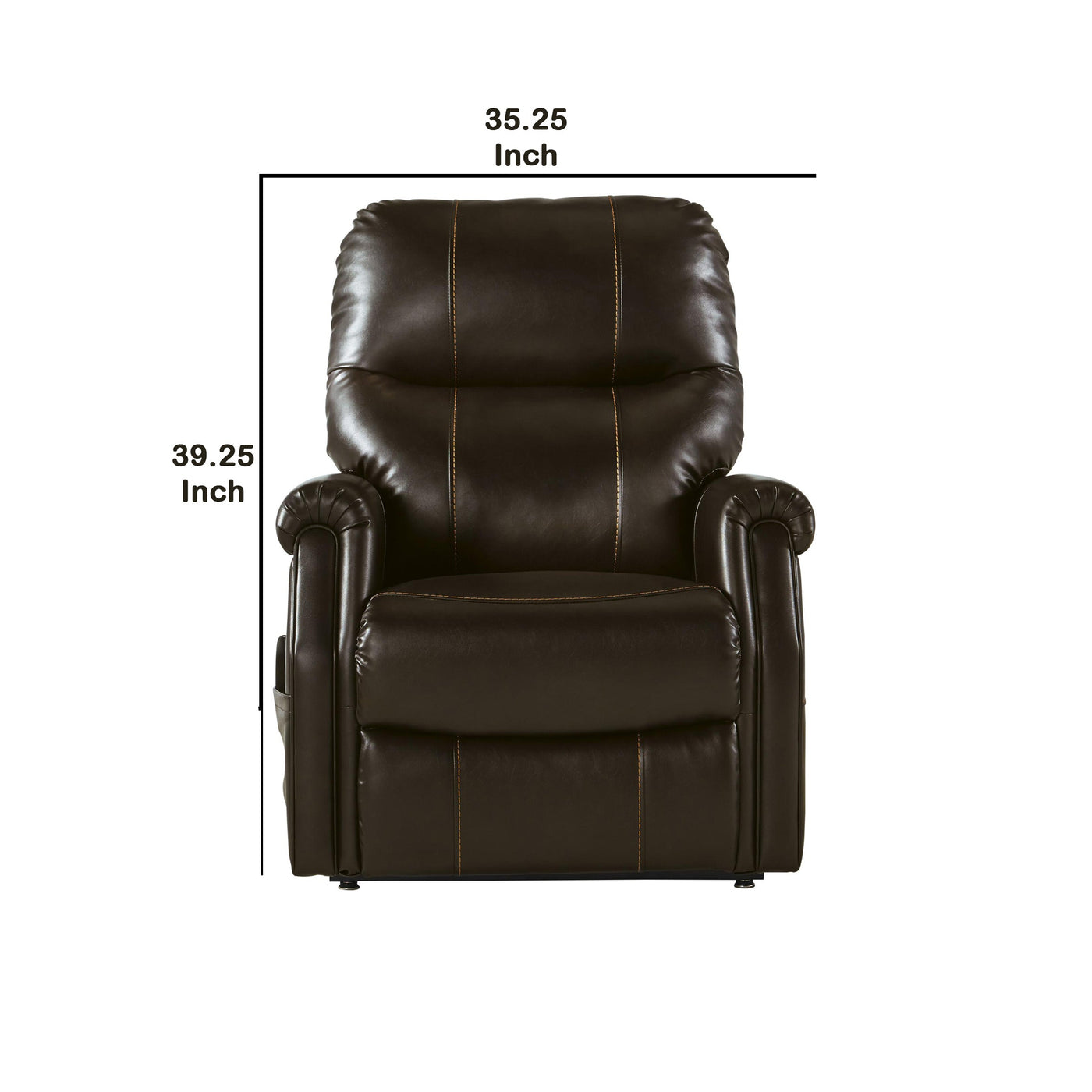 BENZARA Leatherette Metal Frame Power Lift Recliner with Tufted Back in Brown - BM209308