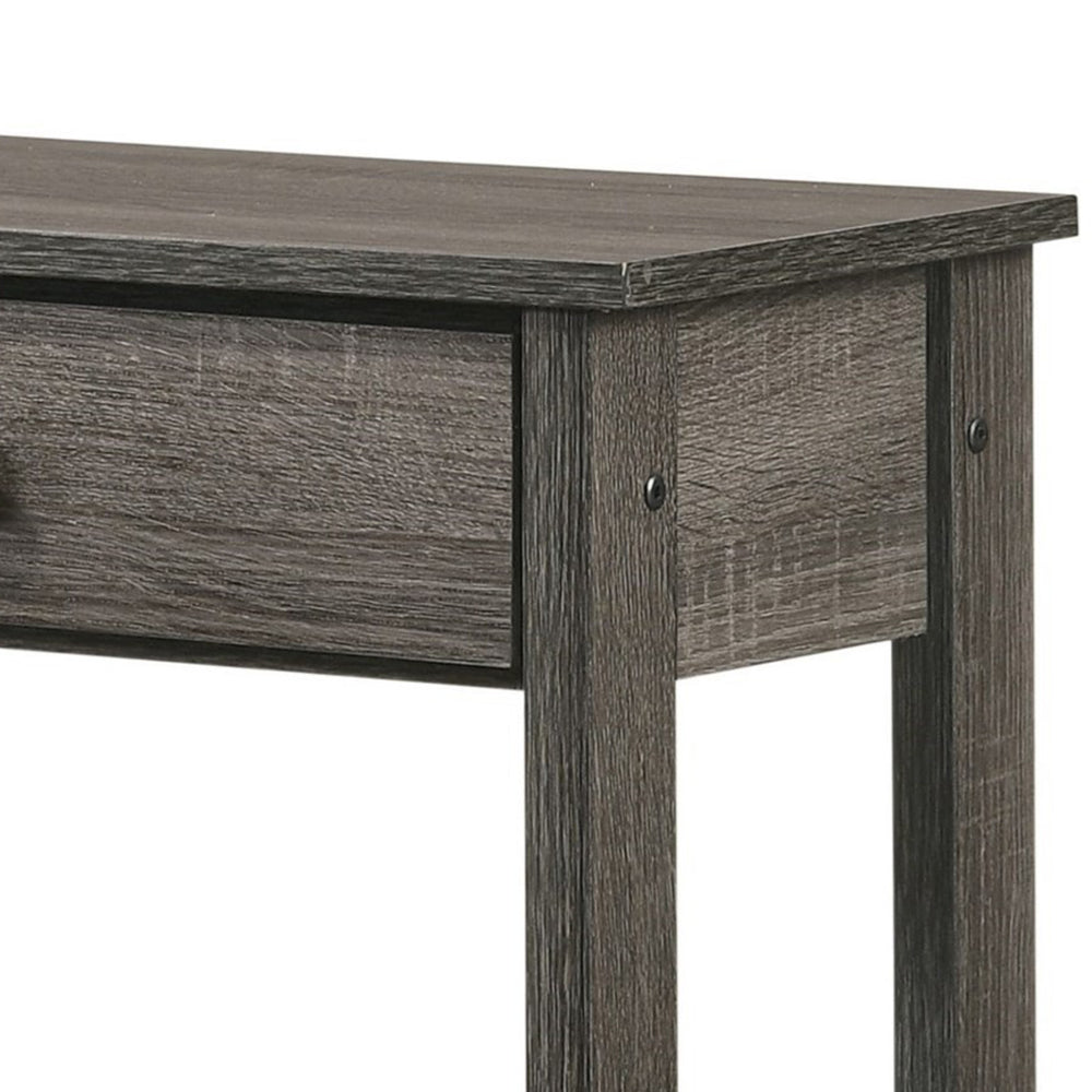 BENZARA Nightstand with 1 Wooden Drawer and Grain Details, Gray - BM241302