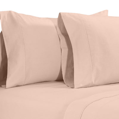 BENZARA Matt 4 Piece California King Bed Sheet Set, Soft Organic Cotton, Rose Pink - BM276830