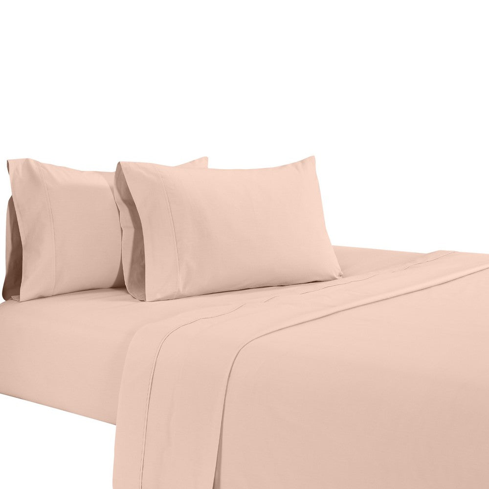 BENZARA Matt 4 Piece California King Bed Sheet Set, Soft Organic Cotton, Rose Pink - BM276830