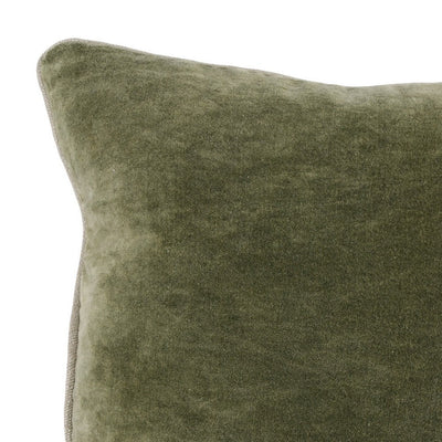 BENZARA Hillary 18 Inch Square Velvet Decorative Throw Pillow, Welt Cord, Green - BM276937