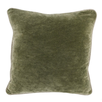 BENZARA Hillary 18 Inch Square Velvet Decorative Throw Pillow, Welt Cord, Green - BM276937