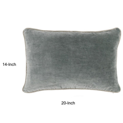 BENZARA Hillary 20 Inch Velvet Welt Decorative Lumbar Throw Pillow, Sage Green - BM276940