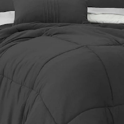 BENZARA Alice 8 Piece Queen Comforter Set, Soft Dark Gray By The Urban Port - BM276983