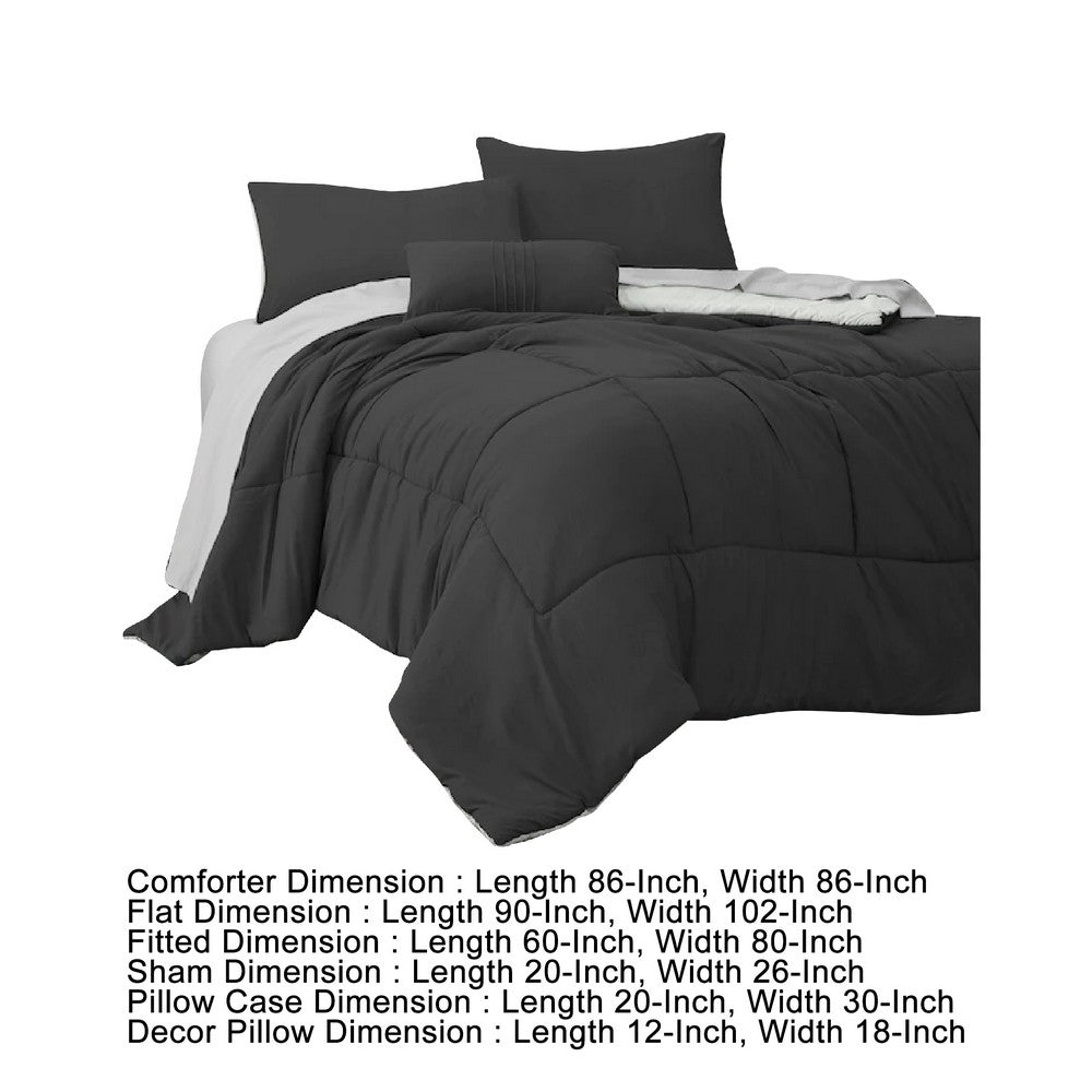 BENZARA Alice 8 Piece Queen Comforter Set, Soft Dark Gray By The Urban Port - BM276983