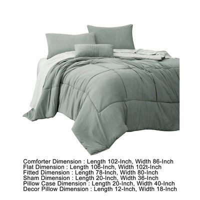 BENZARA Alice 8 Piece King Comforter Set, Reversible, Soft Sage By The Urban Port - BM276989