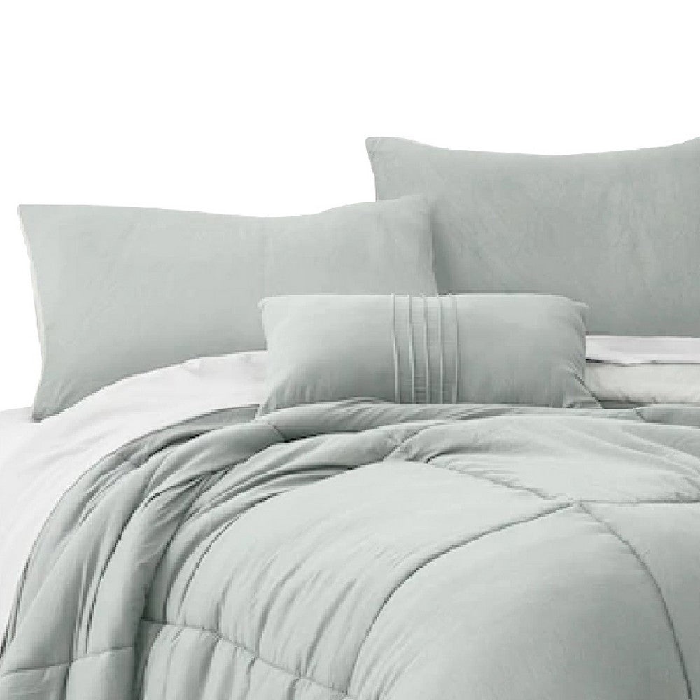 BENZARA Alice 8 Piece Queen Comforter Set, Soft Light Gray By The Urban Port - BM276998