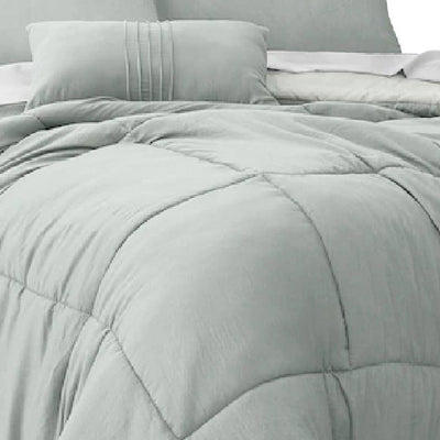 BENZARA Alice 8 Piece Queen Comforter Set, Soft Light Gray By The Urban Port - BM276998