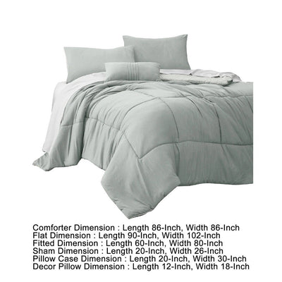 BENZARA Alice 8 Piece Queen Comforter Set, Soft Light Gray By The Urban Port - BM276998