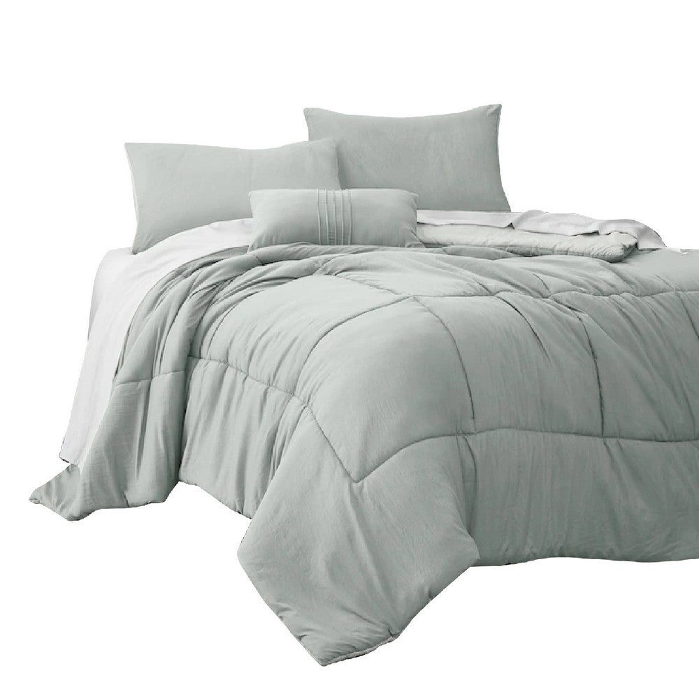 BENZARA Alice 8 Piece Queen Comforter Set, Soft Light Gray By The Urban Port - BM276998