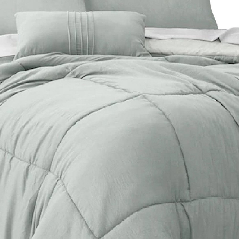 BENZARA Alice 8 Piece King Comforter Set, Soft Light Gray By The Urban Port - BM276999