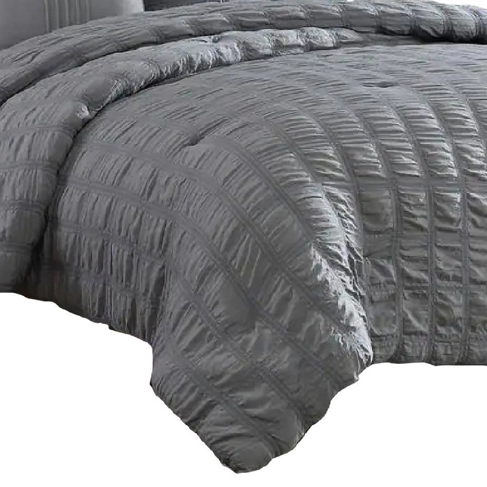 BENZARA Alice 5 Piece Queen Comforter Set, Textured, The Urban Port, Gray - BM277005