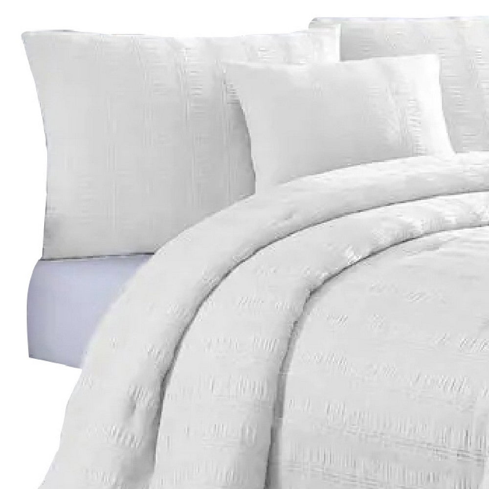 BENZARA Alice 4 Piece Textured Microfiber King Comforter Set, The Urban Port, White - BM277115