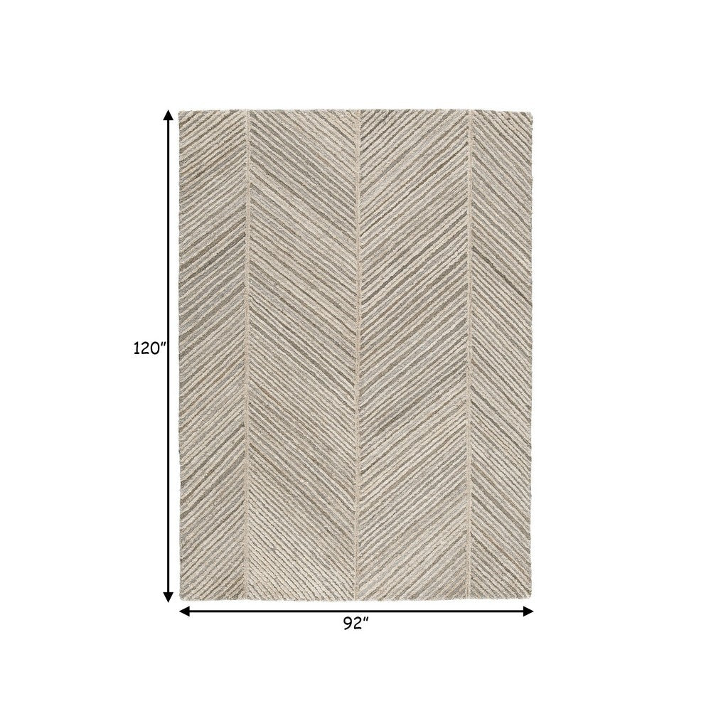 BENZARA Kaye 10 x 7 Modern Area Rug, Soft Fabric Dotted Gray Brown Chevron, Large - BM280123