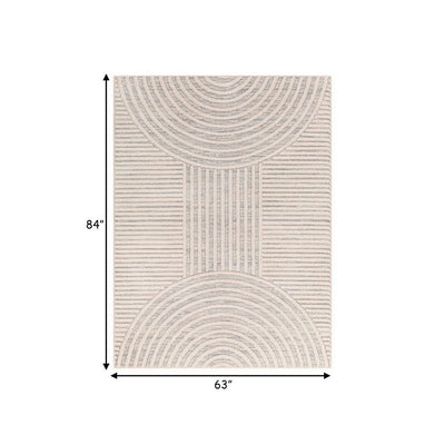 BENZARA 5 x 7 Modern Area Rug, Simple Geometric Design, Soft Fabric, Cream, Gray - BM280133