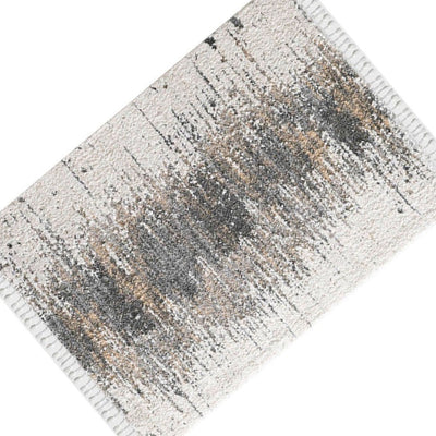 BENZARA 5 x 7 Modern Area Rug, Abstract Central Design, Soft Fabric, Cream Charcoal - BM280139