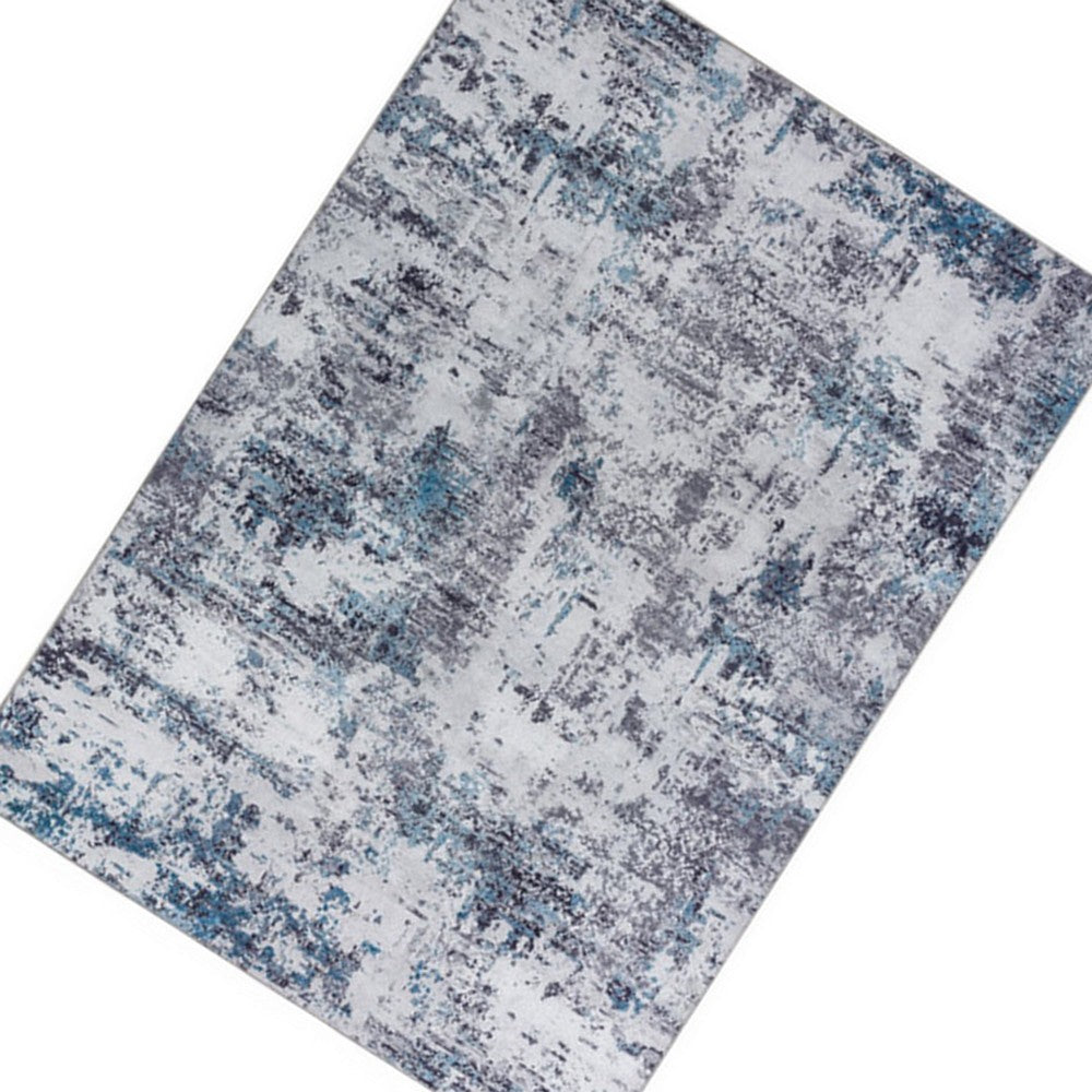 BENZARA Keli 5 x 7 Modern Area Rug, Abstract Art Design, Soft Fabric, Gray, Blue - BM280142