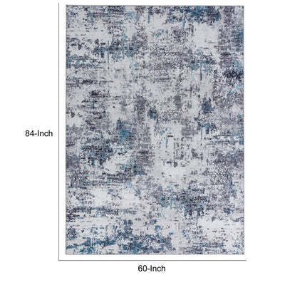 BENZARA Keli 5 x 7 Modern Area Rug, Abstract Art Design, Soft Fabric, Gray, Blue - BM280142