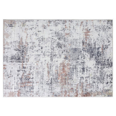 BENZARA Kuri 8 x 10 Modern Area Rug, Abstract Art Design, Soft Fabric, White, Brown - BM280143