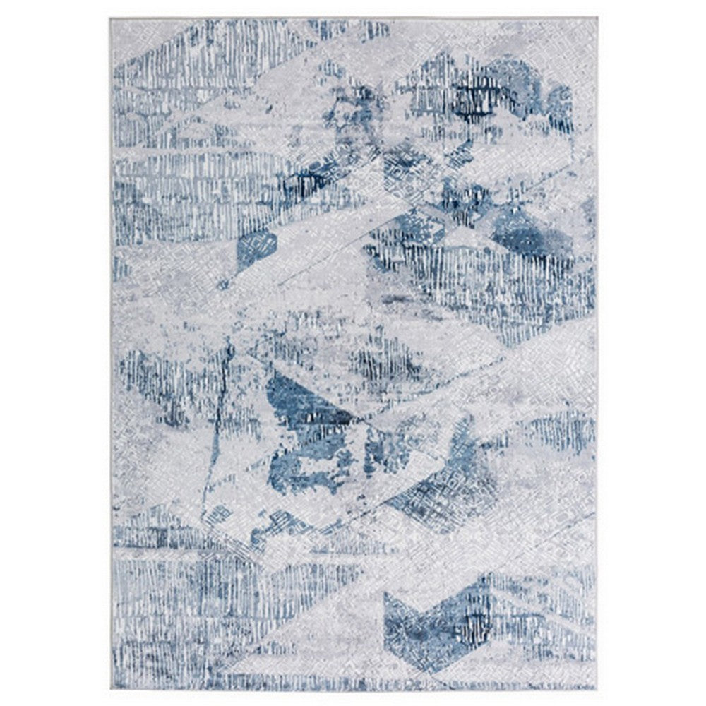 BENZARA Lexi 8 x 10 Modern Area Rug, Abstract Art Design, Soft Fabric, Blue, Gray - BM280145