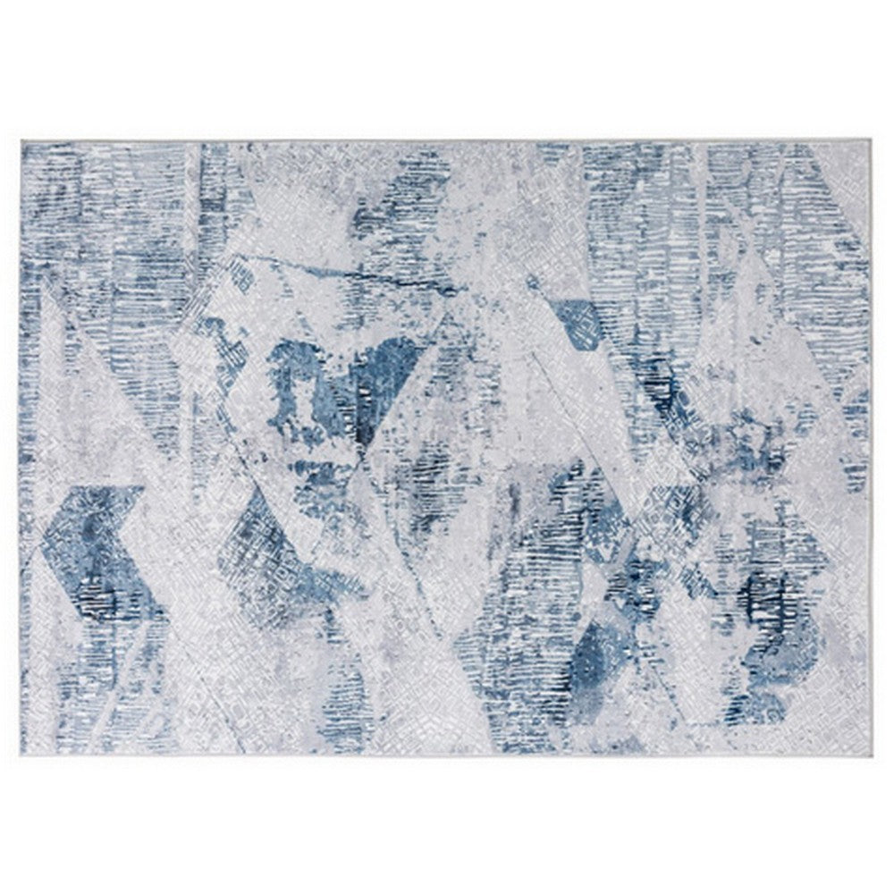 BENZARA Lexi 8 x 10 Modern Area Rug, Abstract Art Design, Soft Fabric, Blue, Gray - BM280145