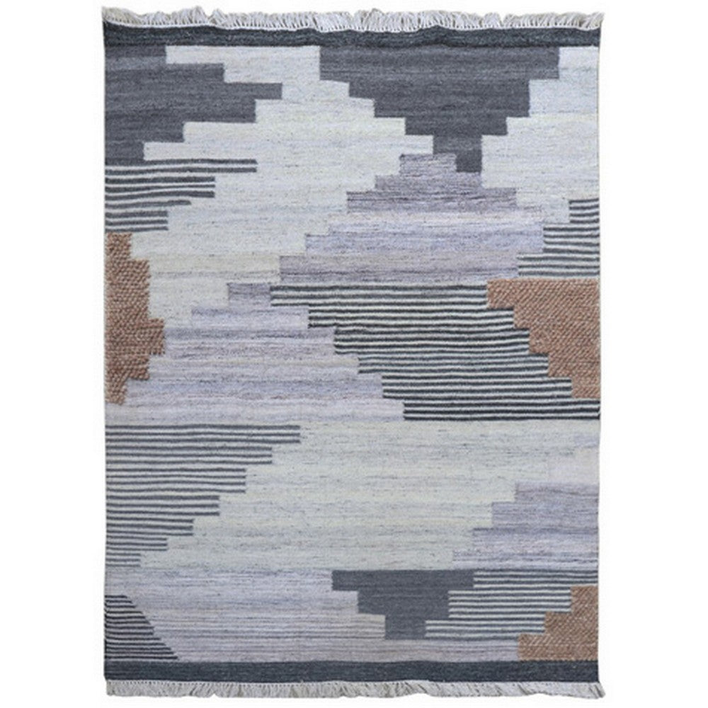 BENZARA 8 x 10 Modern Area Rug, Abstract Lined Cube Pattern, Soft Fabric Multicolor - BM280157